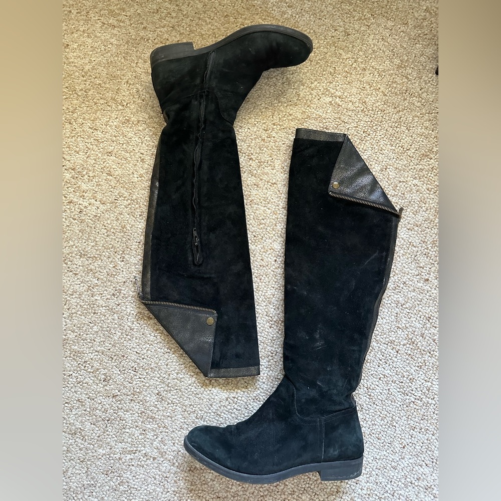 Suede knee high boots